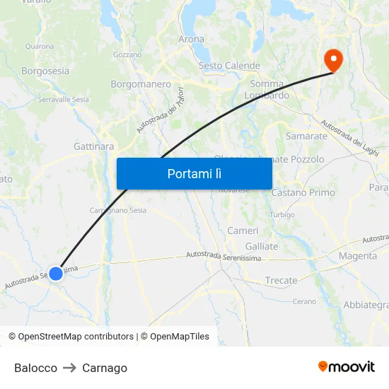 Balocco to Carnago map