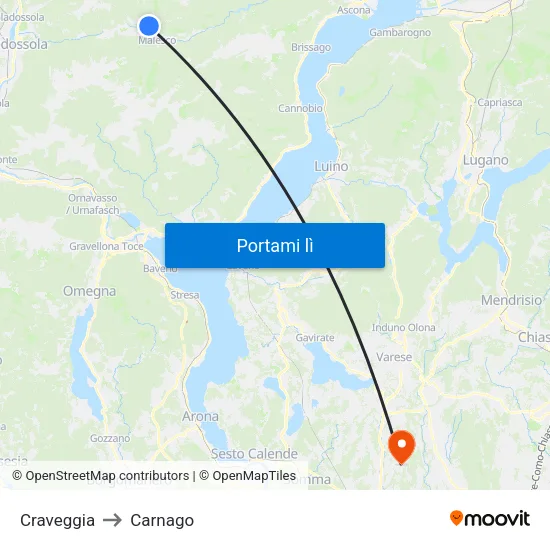 Craveggia to Carnago map