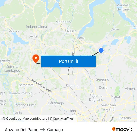 Anzano Del Parco to Carnago map
