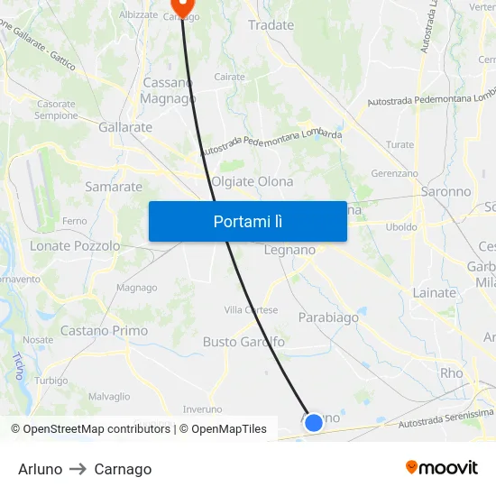 Arluno to Carnago map