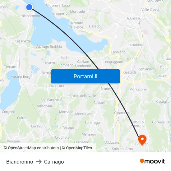 Biandronno to Carnago map