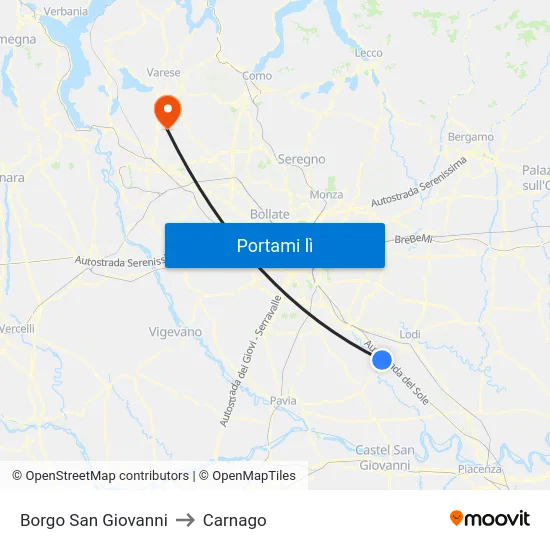 Borgo San Giovanni to Carnago map