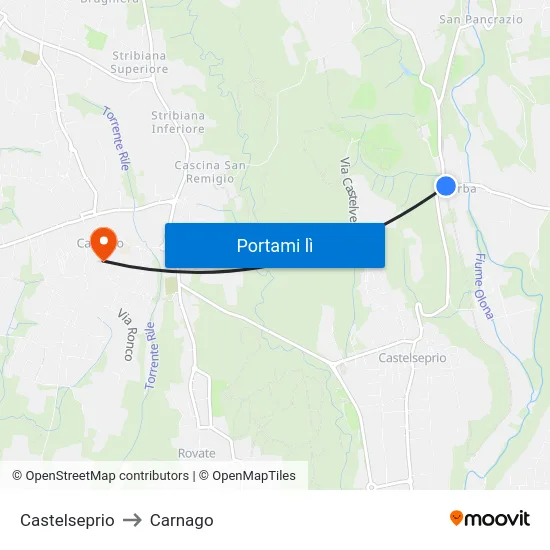 Castelseprio to Carnago map