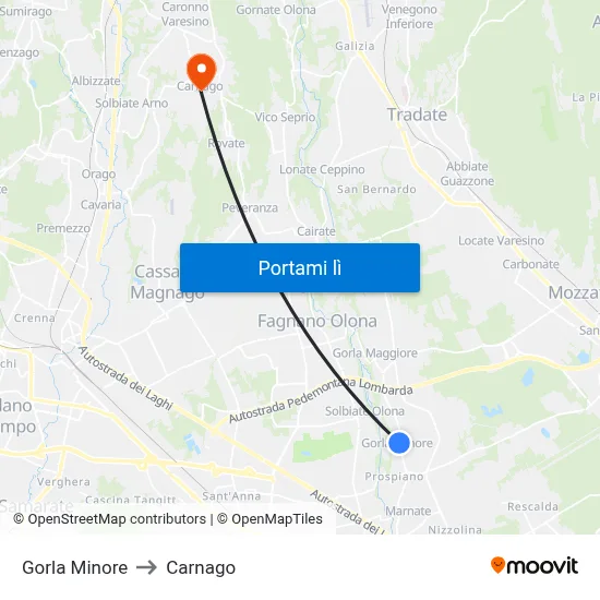 Gorla Minore to Carnago map