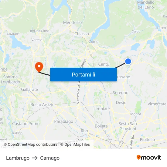 Lambrugo to Carnago map