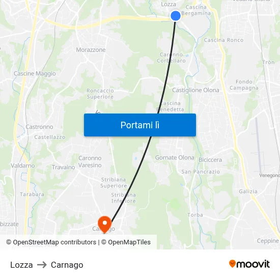 Lozza to Carnago map