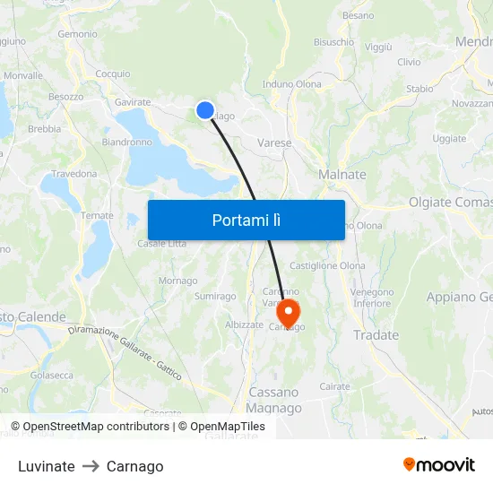 Luvinate to Carnago map
