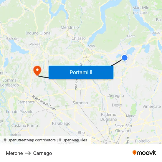 Merone to Carnago map