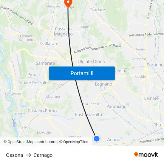 Ossona to Carnago map