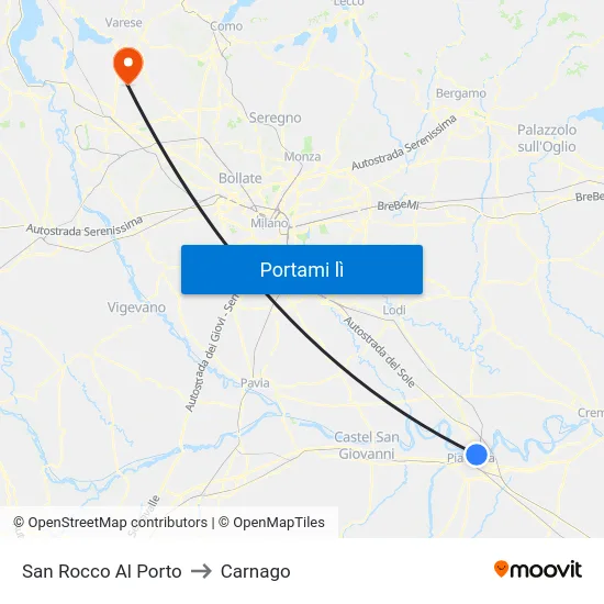 San Rocco Al Porto to Carnago map