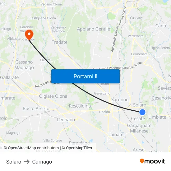 Solaro to Carnago map