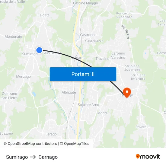 Sumirago to Carnago map