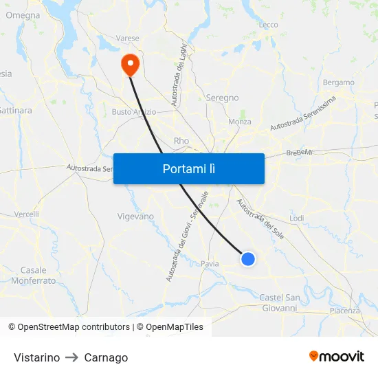 Vistarino to Carnago map
