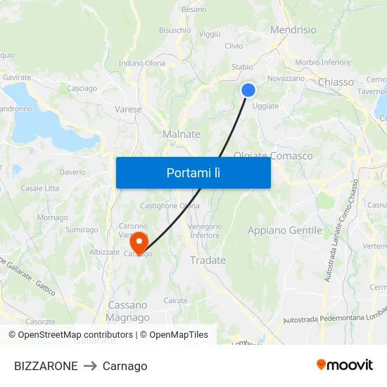 BIZZARONE to Carnago map