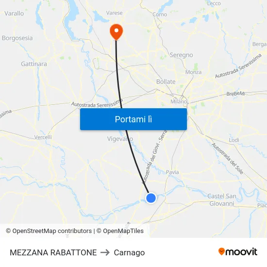 MEZZANA RABATTONE to Carnago map
