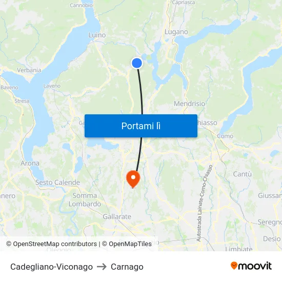 Cadegliano-Viconago to Carnago map