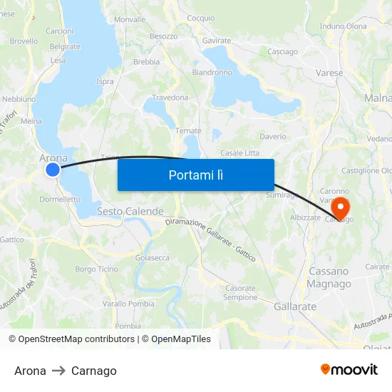 Arona to Carnago map