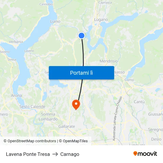 Lavena Ponte Tresa to Carnago map