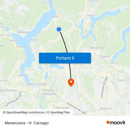 Mesenzana to Carnago map