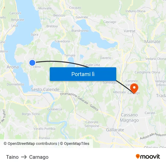 Taino to Carnago map