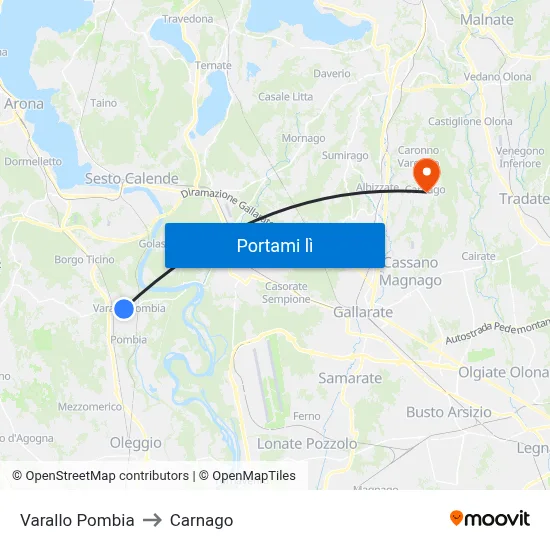 Varallo Pombia to Carnago map