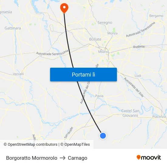 Borgoratto Mormorolo to Carnago map