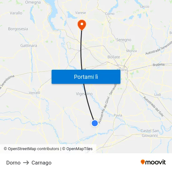 Dorno to Carnago map