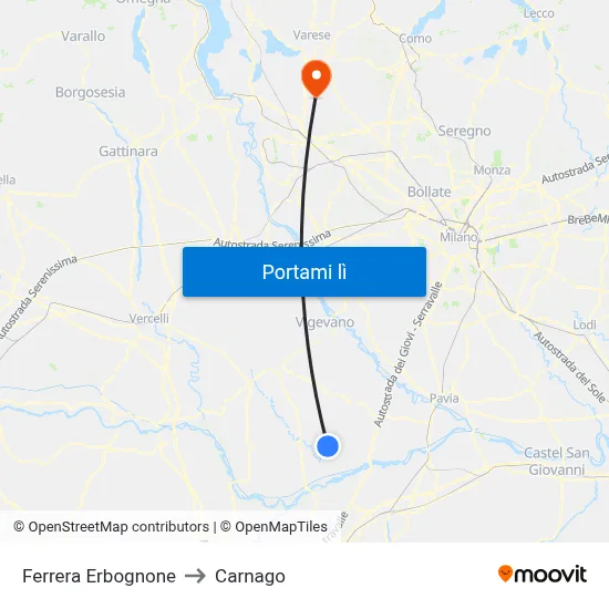 Ferrera Erbognone to Carnago map