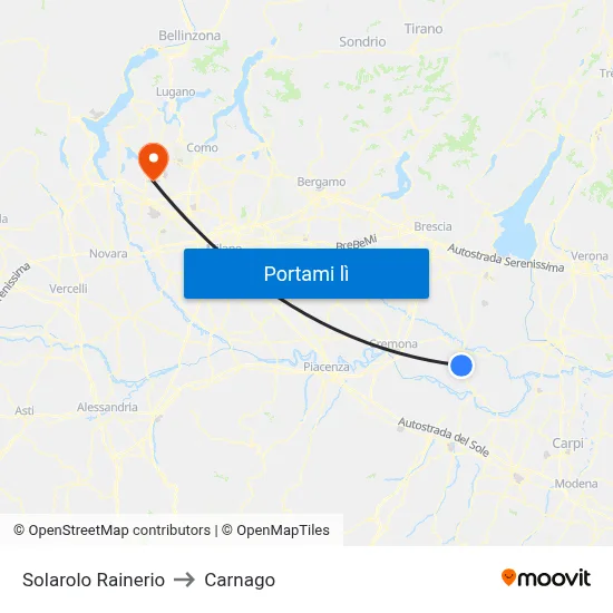 Solarolo Rainerio to Carnago map
