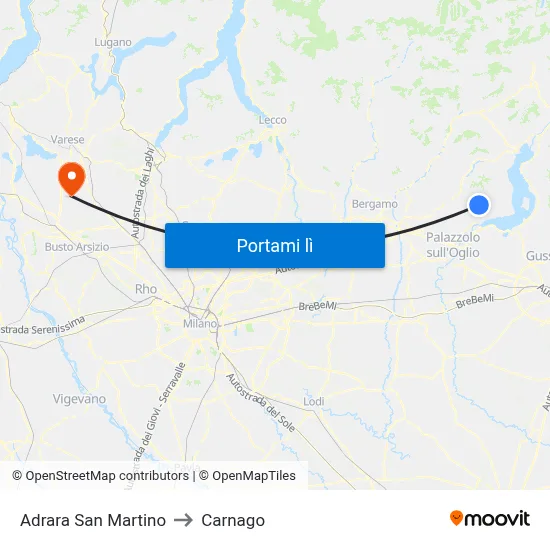Adrara San Martino to Carnago map