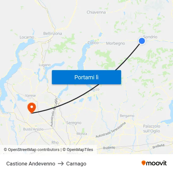 Castione Andevenno to Carnago map