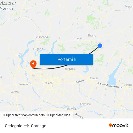 Cedegolo to Carnago map