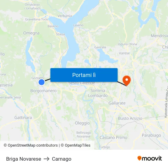 Briga Novarese to Carnago map