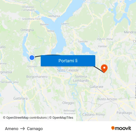 Ameno to Carnago map