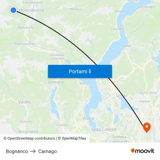 Bognanco to Carnago map