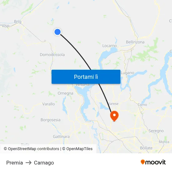 Premia to Carnago map