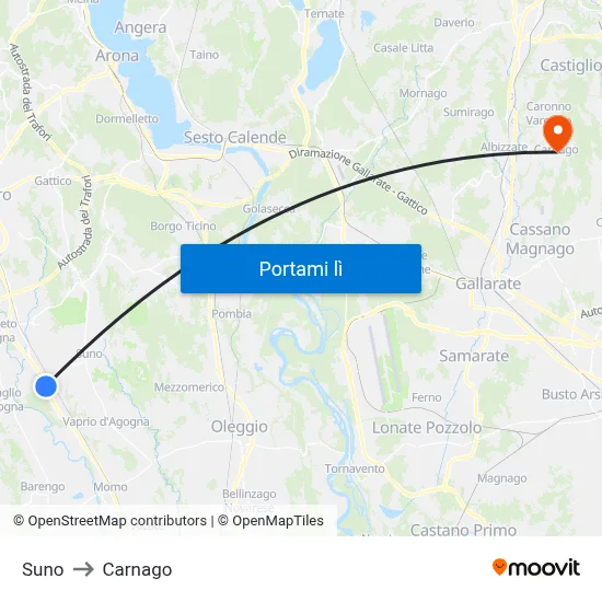 Suno to Carnago map