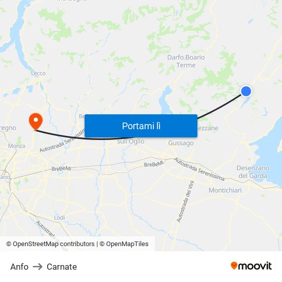 Anfo to Carnate map