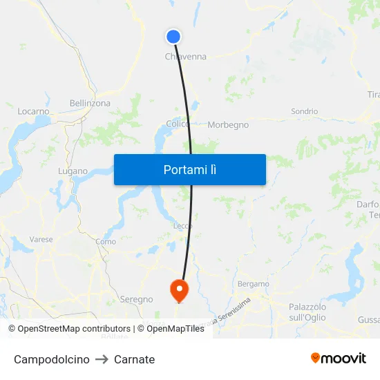 Campodolcino to Carnate map