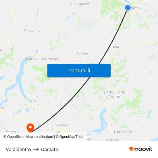 Valdidentro to Carnate map
