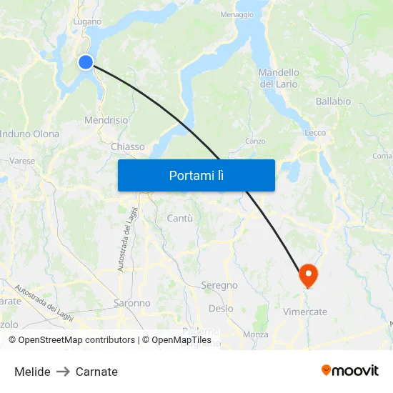 Melide to Carnate map