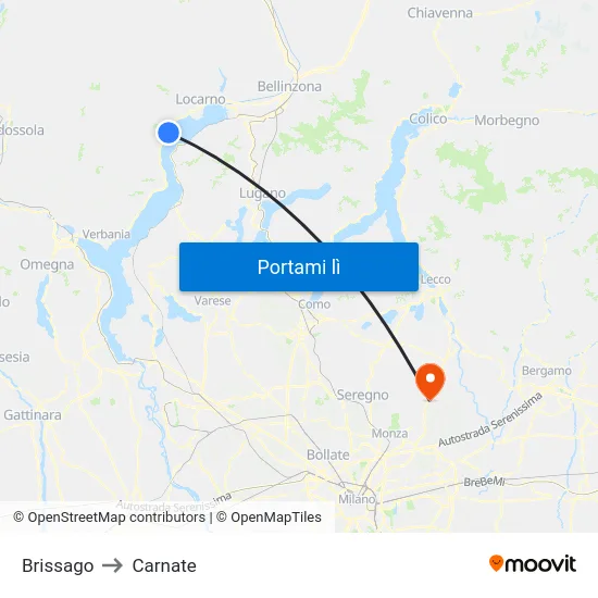 Brissago to Carnate map