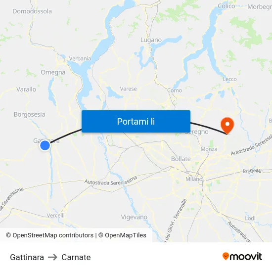 Gattinara to Carnate map