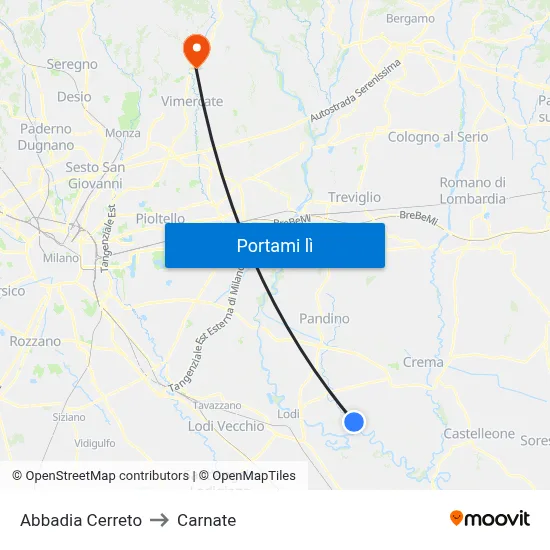 Abbadia Cerreto to Carnate map