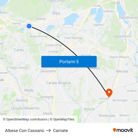 Albese Con Cassano to Carnate map