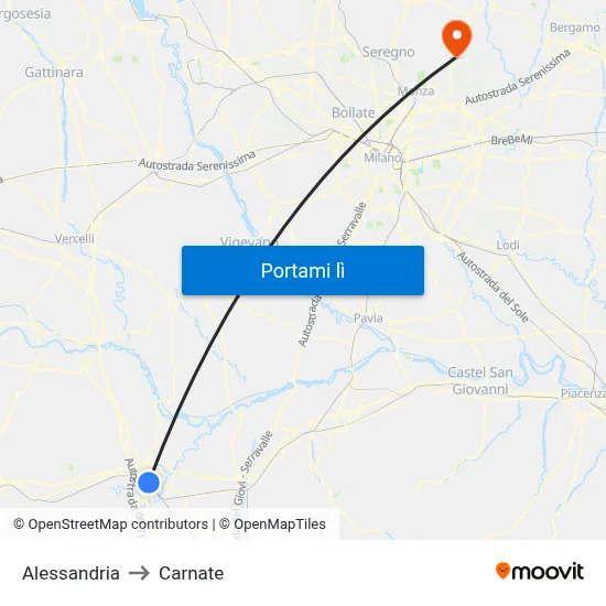 Alessandria to Carnate map