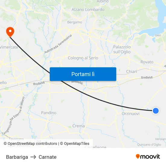 Barbariga to Carnate map