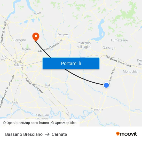 Bassano Bresciano to Carnate map