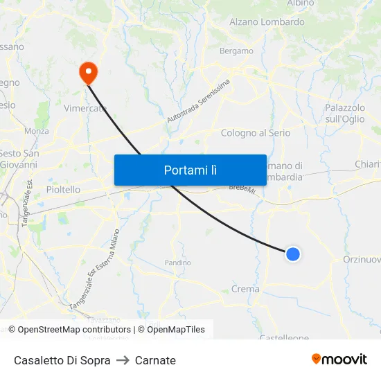Casaletto Di Sopra to Carnate map