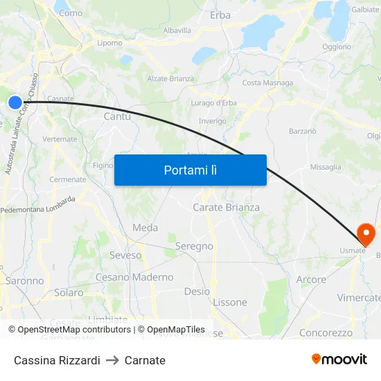 Cassina Rizzardi to Carnate map